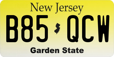 NJ license plate B85QCW