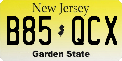 NJ license plate B85QCX