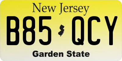 NJ license plate B85QCY