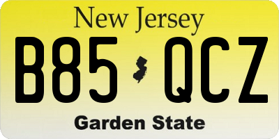 NJ license plate B85QCZ