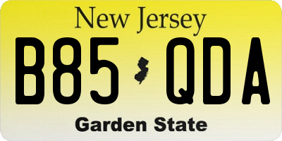 NJ license plate B85QDA