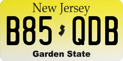NJ license plate B85QDB