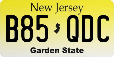 NJ license plate B85QDC