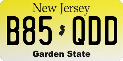 NJ license plate B85QDD