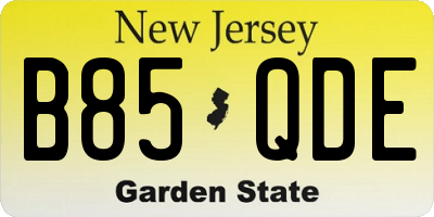 NJ license plate B85QDE