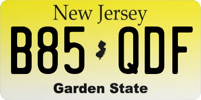 NJ license plate B85QDF