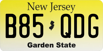 NJ license plate B85QDG