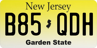 NJ license plate B85QDH