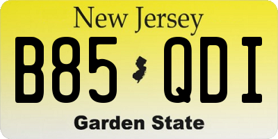 NJ license plate B85QDI