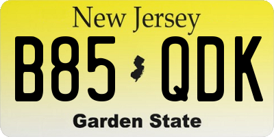NJ license plate B85QDK