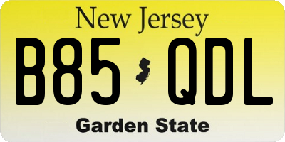 NJ license plate B85QDL