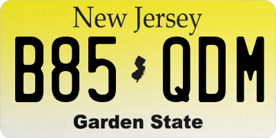 NJ license plate B85QDM