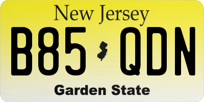 NJ license plate B85QDN