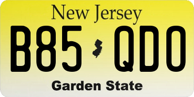 NJ license plate B85QDO