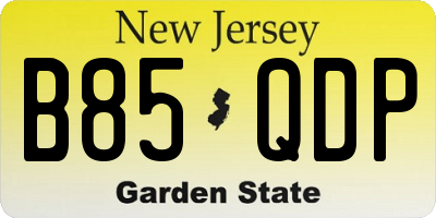NJ license plate B85QDP