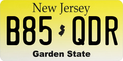NJ license plate B85QDR