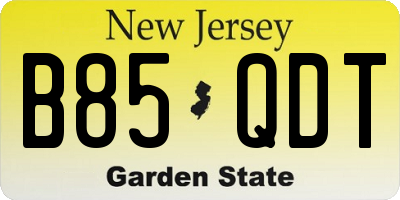 NJ license plate B85QDT