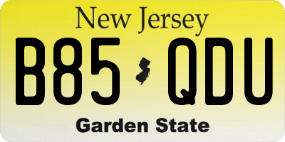 NJ license plate B85QDU