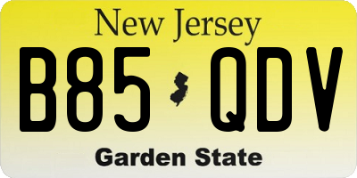 NJ license plate B85QDV