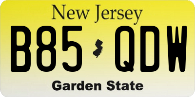 NJ license plate B85QDW