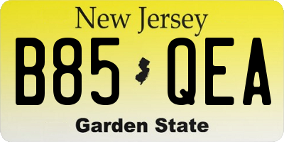 NJ license plate B85QEA