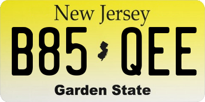 NJ license plate B85QEE