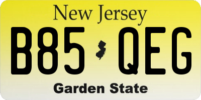 NJ license plate B85QEG