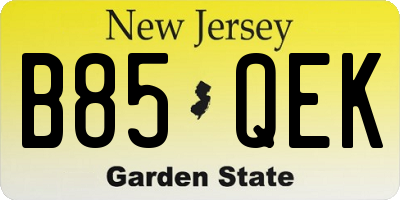 NJ license plate B85QEK