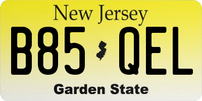 NJ license plate B85QEL