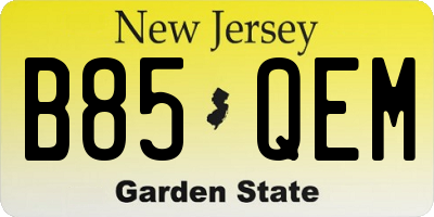 NJ license plate B85QEM