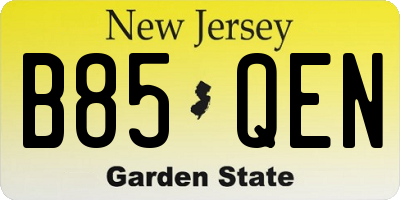 NJ license plate B85QEN
