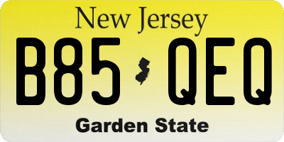 NJ license plate B85QEQ
