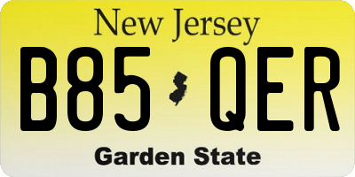NJ license plate B85QER