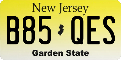 NJ license plate B85QES