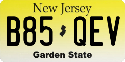 NJ license plate B85QEV