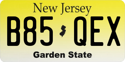 NJ license plate B85QEX