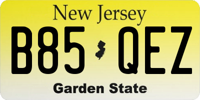 NJ license plate B85QEZ