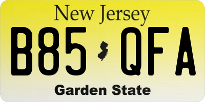 NJ license plate B85QFA