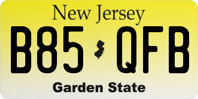 NJ license plate B85QFB