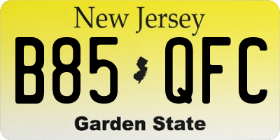 NJ license plate B85QFC
