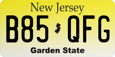 NJ license plate B85QFG