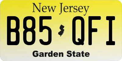 NJ license plate B85QFI