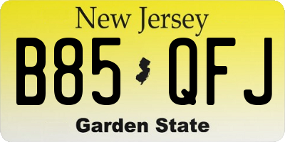 NJ license plate B85QFJ