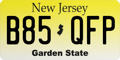 NJ license plate B85QFP