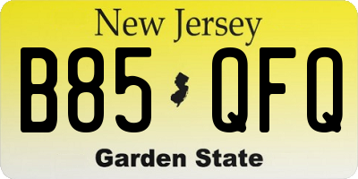 NJ license plate B85QFQ
