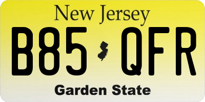NJ license plate B85QFR