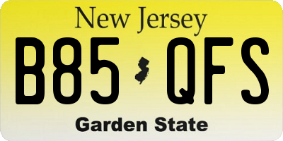 NJ license plate B85QFS