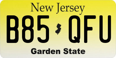 NJ license plate B85QFU