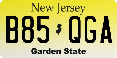 NJ license plate B85QGA