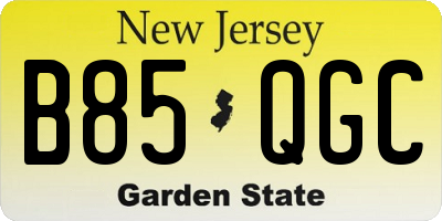 NJ license plate B85QGC
